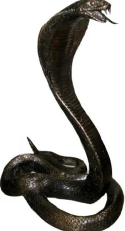 Casa Padrino Luxus Bronzefigur Cobra Schlange Antik Bronzefarben 14 x 20 x H. 27 cm - Bronze Skulptur - Dekofigur - Deko Accessoires