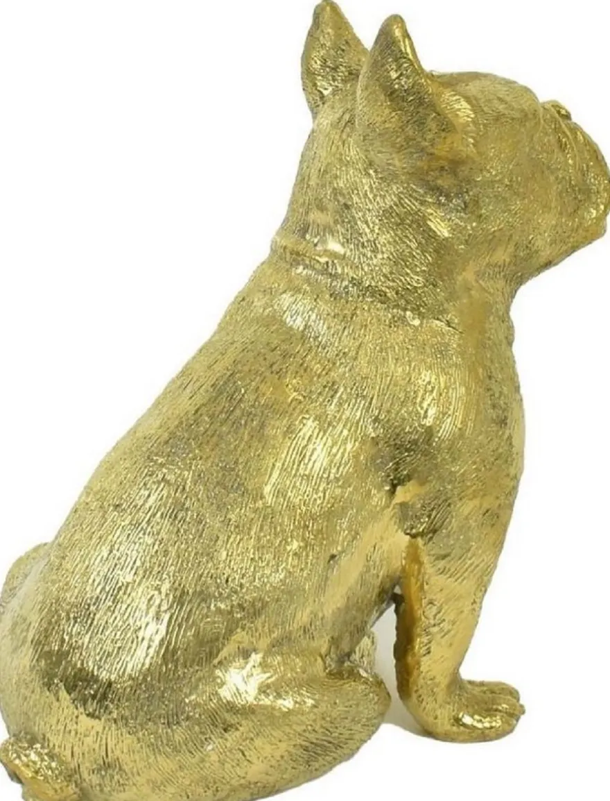 Casa Padrino Luxus Bronzefigur Hund Bulldogge Gold 21 x 15 x H. 22 cm - Bronze Skulptur - Dekofigur - Luxus Deko Accessoires