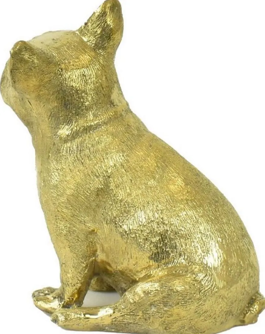 Casa Padrino Luxus Bronzefigur Hund Bulldogge Gold 21 x 15 x H. 22 cm - Bronze Skulptur - Dekofigur - Luxus Deko Accessoires