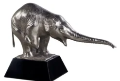 Casa Padrino Luxus Bronzefigur mit Holzsockel Elefant Silber / Schwarz 42 x 17 x H. 29 cm - Luxus Dekoration