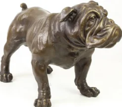 Casa Padrino Luxus Bronzefigur Englische Bulldogge Bronze 54,5 x 24,1 x H. 31 cm - Dekofigur