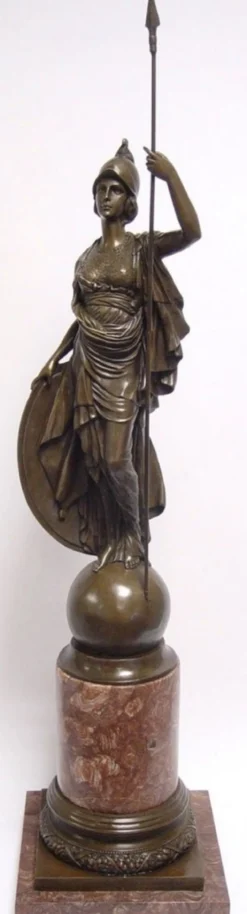 Casa Padrino Luxus Bronzefigur Athena Giustiniani Bronze / Rot 25,5 x H. 105,5 cm - Prunkvolle Dekofigur mit Marmorsockel