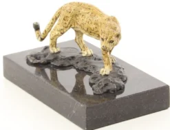 Casa Padrino Luxus Bronzefigur Jaguar Mehrfarbig / Schwarz 12,7 x 7,7 x H. 7,4 cm - Wohnzimmer Deko