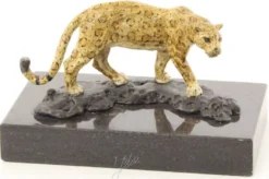 Casa Padrino Luxus Bronzefigur Jaguar Mehrfarbig / Schwarz 12,7 x 7,7 x H. 7,4 cm - Wohnzimmer Deko