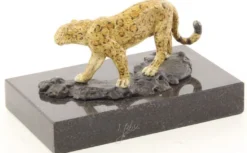 Casa Padrino Luxus Bronzefigur Jaguar Mehrfarbig / Schwarz 12,7 x 7,7 x H. 7,4 cm - Wohnzimmer Deko