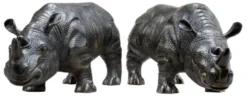 Casa Padrino Luxus Bronzefiguren 2er Set Nashörner 15 x 44,5 x H. 20 cm - Edel & Prunkvoll