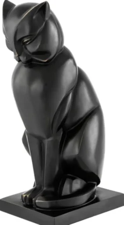 Casa Padrino Luxus Bronzefigur Katze 17,5 x 21 x H. 46 cm - Art Deco Figur