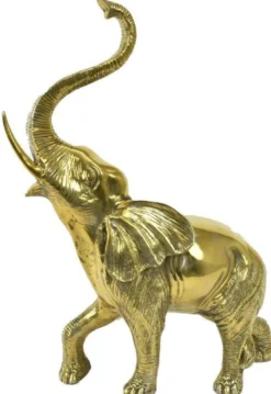 Casa Padrino Luxus Bronzefigur Elefant Gold 50 x 25 x H. 70 cm - Bronze Skulptur - Dekofigur - Deko Accessoires - Luxus Kollektion