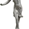 Casa Padrino Luxus Bronzefigur tanzende Frau Silber / Schwarz 10 x 13 x H. 23 cm - Bronze Skulptur mit Holzsockel - Schreibtisch Deko - Wohnzimmer Deko - Luxus Kollektion