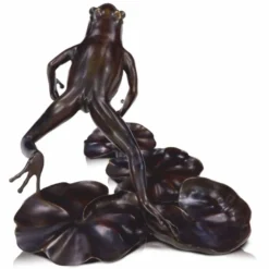 Casa Padrino Luxus Bronze Figur Frosch 39 cm - Deko Bronze Skulptur