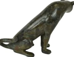 Casa Padrino Luxus Bronzefigur Gepard Schwarz / Grün 20 x 33 x H. 22 cm - Bronze Skulptur - Dekofigur - Luxus Deko Accessoires