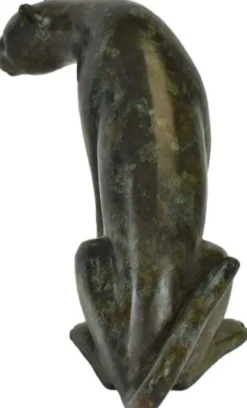 Casa Padrino Luxus Bronzefigur Gepard Schwarz / Grün 20 x 33 x H. 22 cm - Bronze Skulptur - Dekofigur - Luxus Deko Accessoires