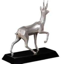 Casa Padrino Luxus Bronzefigur Antilope Silber / Schwarz 35 x 17 x H. 37 cm - Dekofigur mit Holzsockel