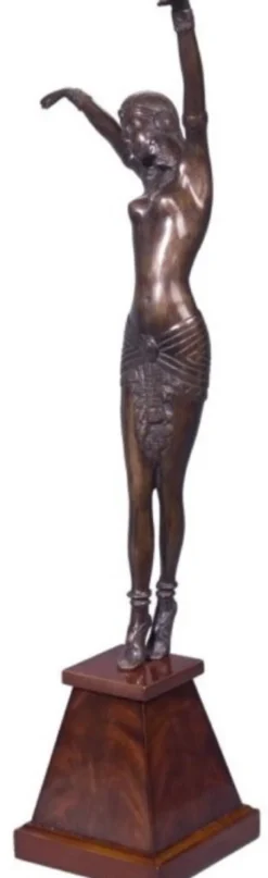 Casa Padrino Luxus Bronzefigur Cleopatra Bronze / Braun 15 x 15 x H. 71 cm - Dekofigur auf Holzsockel