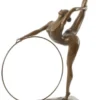 Casa Padrino Luxus Bronzefigur Hula Hoop Tänzerin Bronze / Schwarz 46,2 x 14,2 x H. 57 cm - Deko Bronze Skulptur mit Marmorsockel