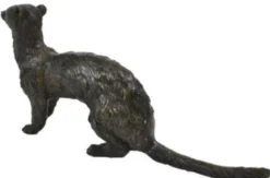 Casa Padrino Luxus Bronzefigur Hermelin Wiesel Bronze / Schwarz 45 x 10 x H. 20 cm - Elegante Dekofigur