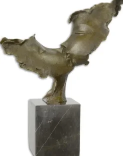 Casa Padrino Luxus Bronze Skulptur küssende Gesichter Bronze / Schwarz 37,8 x 12,8 x H. 45,9 cm - Bronzefigur mit Marmorsockel - Deko Accessoires