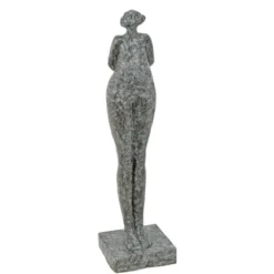 Casa Padrino Luxus Bronze Skulptur Stehende Frau Grün / Bronze 27,5 x 29 x H. 110 cm - Große Bronzefigur - Moderne Deko Figur