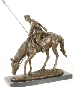 Casa Padrino Luxus Bronze Skulptur Soldat mit Pferd Bronze / Gold / Schwarz 43,9 x 15 x H. 43,2 cm - Deko Bronzefigur