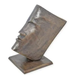 Casa Padrino Luxus Bronze Skulptur Gesicht im Buch Bronze / Gold / Braun 40 x 74 x H. 72 cm - Moderne Bronzefigur - Große Deko Figur
