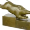 Casa Padrino Luxus Bronze Skulptur Wildschwein Bronze / Gold 35,5 x 10,3 x H. 23,2 cm - Deko Bronzefigur