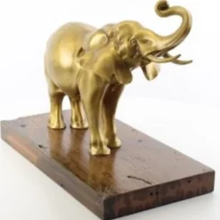 Casa Padrino Luxus Bronze Skulptur Elefant Gold / Braun 47 x 24 x H. 35,3 cm - Bronzefigur - Dekofigur - Deko Accessoires - Luxus Kollektion
