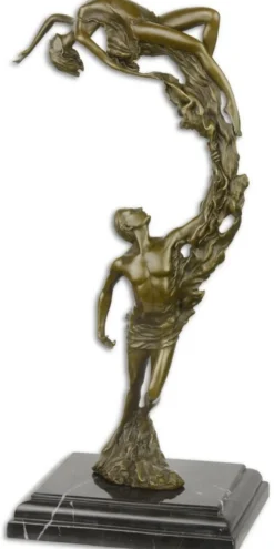 Casa Padrino Luxus Bronze Skulptur mit Marmorsockel Tänzer Paar Bronze / Schwarz 18,3 x 12,9 x H. 36,2 cm - Bronzefigur - Dekofigur - Deko Accessoires