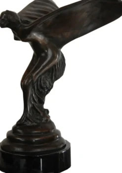 Casa Padrino Luxus Bronze Skulptur Lady with Wings Bronze / Schwarz 15 x 17 x H. 21 cm - Edle Bronzefigur mit Marmorsockel