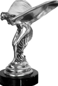Casa Padrino Luxus Bronze Skulptur Lady with Wings Silber / Schwarz 15 x 17 x H. 21 cm - Edle Bronzefigur mit Marmorsockel