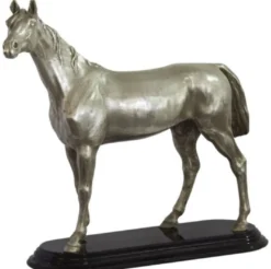 Casa Padrino Luxus Bronze Skulptur Pferd Silber / Schwarz 36 x 13 x H. 32 cm - Versilberte Dekofigur