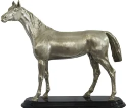 Casa Padrino Luxus Bronze Skulptur Pferd Silber / Schwarz 36 x 13 x H. 32 cm - Versilberte Dekofigur