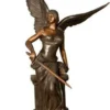 Casa Padrino Luxus Bronze Skulptur Engel mit Schwert 25 x 43 x H. 74 cm - Bronzefigur - Dekofigur - Deko Accessoires - Luxus Kollektion