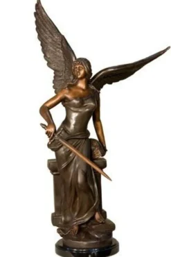 Casa Padrino Luxus Bronze Skulptur Engel mit Schwert 25 x 43 x H. 74 cm - Bronzefigur - Dekofigur - Deko Accessoires - Luxus Kollektion