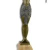 Casa Padrino Luxus Bronze Skulptur Tänzerin mit Schal Bronze / Blau / Beige 46,2 x 18,8 x H. 82,1 cm - Bronzefigur mit Marmorsockel - Dekofigur