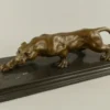 Casa Padrino Luxus Bronze Skulptur Leopard auf Marmorsockel 40 cm Antik Stil