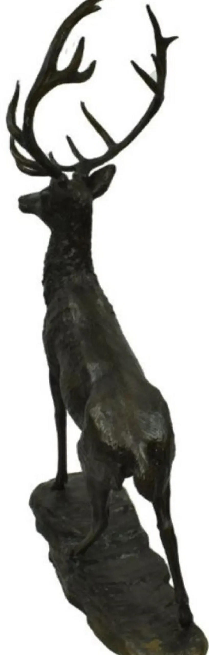 Casa Padrino Luxus Bronze Skulptur Hirsch auf Felsen Bronze / Schwarz 80 x 60 x H. 160 cm - Bronzefigur - Tierfigur - Hotel & Restaurant Deko Accessoires