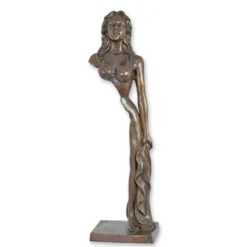 Casa Padrino Luxus Bronze Skulptur Langgestreckte Frauenfigur Bronze / Braun 28 x 22,5 x H. 100,5 cm - Große Bronzefigur - Moderne Deko Figur