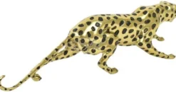 Casa Padrino Luxus Bronze Skulptur Gepard Gold / Schwarz 62 x 14 x H. 18 cm - Bronze Deko Figur - Bronze Tierfigur - Luxus Deko Accessoires