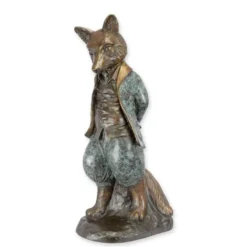 Casa Padrino Luxus Bronze Skulptur Fuchs im Anzug Bronze / Grün 30,5 x 43 x H. 87 cm - Große Bronzefigur - Deko Figur