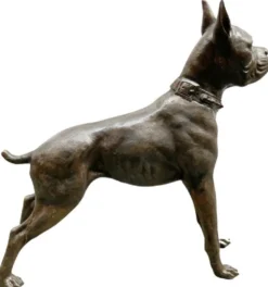 Casa Padrino Luxus Bronze Skulptur Boxer Hund Bronzefarben 85 x 28 x H. 95 cm - Bronze Dekofigur - Wohnzimmer Dekofigur - Luxus Wohnzimmer Deko Accessoires