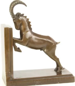 Casa Padrino Luxus Bronze Springbock Buchstütze 20,4 x 10 x H. 25,6 cm - Deko Bronzefigur