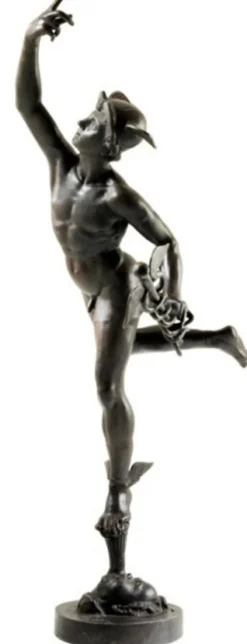 Casa Padrino Luxus Bronze Statue Mercurius - Große Römische Skulptur aus massiver Bronze, Höhe 201 cm, Breite 95 cm