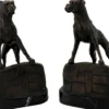 Casa Padrino Luxus Buchstützen Set Hunde Bronze auf schwarzem Marmor Sockel - Luxus Deko