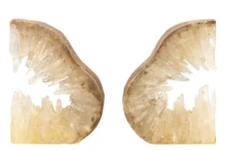 Casa Padrino Luxus Buchstützen 2er Set 30 x 5 x H. 20 cm - Buchstützen In aus echtem Naturquarz und Kunstharz - Luxus Deko Accessoires