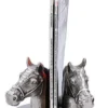 Casa Padrino Luxus Buchstützen Set Pferdeköpfe Silber / Schwarz 17 x 9 x H. 14 cm - Luxus Accessoires