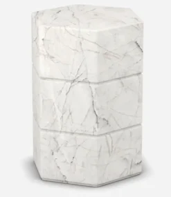 Casa Padrino Luxus Carrara Marmor Beistelltisch Weiß 40 x 40 x H. 60 cm - Wohnzimmer Möbel - Marmor Möbel - Luxus Qualität