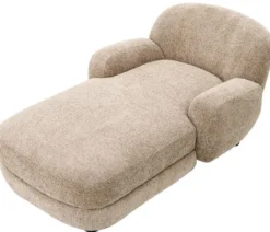 Casa Padrino Luxus Chaiselongue Sandfarben / Schwarz 95 x 170 x H. 69 cm - Wohnzimmer Liegesessel - Recamiere - Wohnzimmer Möbel - Luxus Möbel - Luxus Qualität