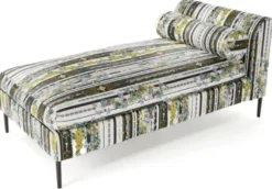 Casa Padrino Luxus Chaiselongue mit Streifen Mehrfarbig / Schwarz 84 x 164 x H. 80 cm - Wohnzimmer Liegesessel - Recamiere - Wohnzimmer Möbel - Luxus Möbel