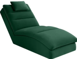 Casa Padrino Luxus Chaiselongue mit Kopfkissen Grün 85 x 170 x H. 92 cm - Wohnzimmer Liegesessel - Relexliege - Recamiere - Wohnzimmer Möbel - Luxus Möbel