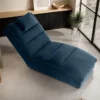 Casa Padrino Luxus Chaiselongue mit Kopfkissen Blau 85 x 170 x H. 92 cm - Wohnzimmer Liegesessel - Relexliege - Recamiere - Wohnzimmer Möbel - Luxus Möbel